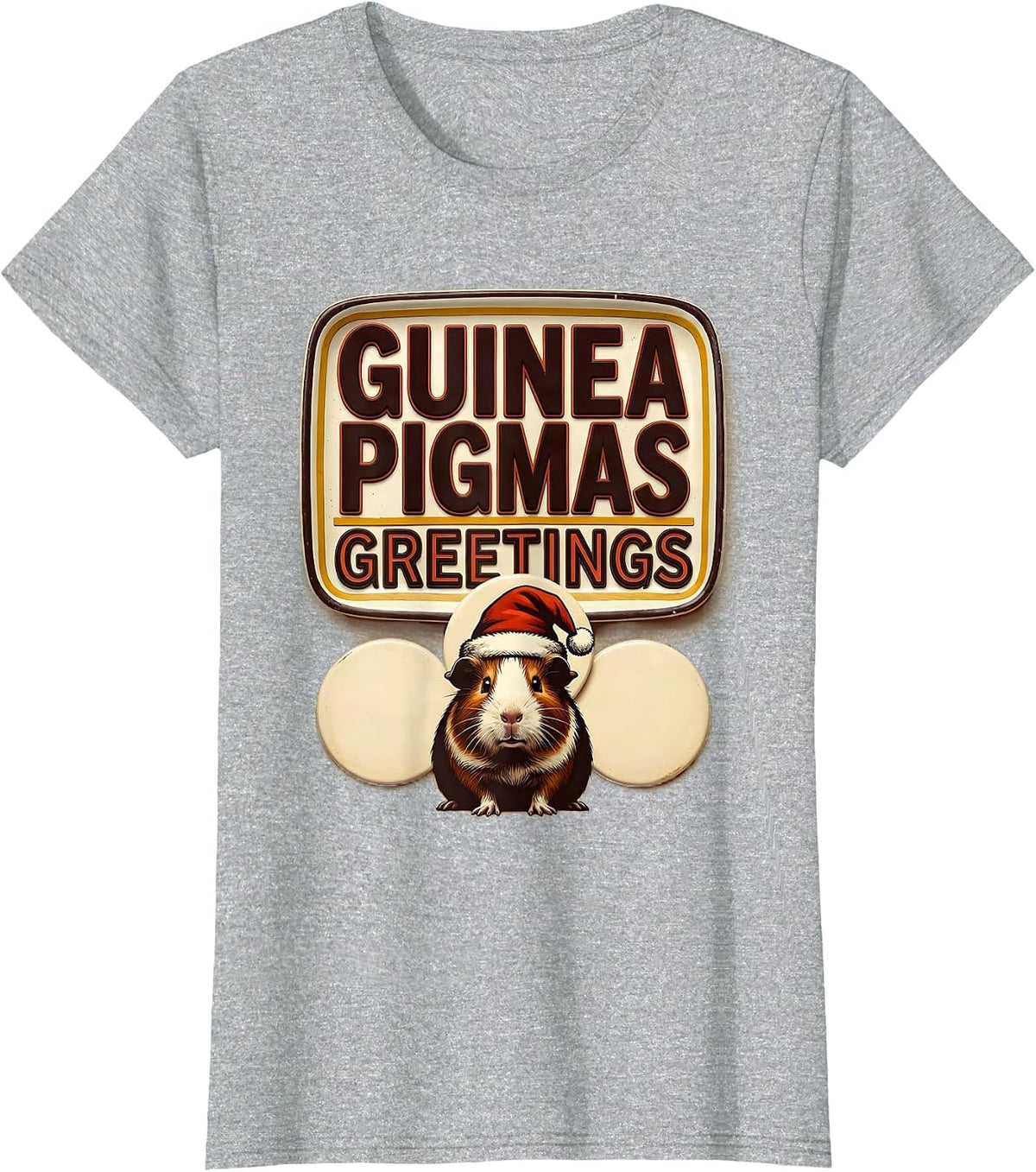 Women's Guinea Pigmas Greetings Wood Type Letterpress Funny T-Shirt - Heather Grey