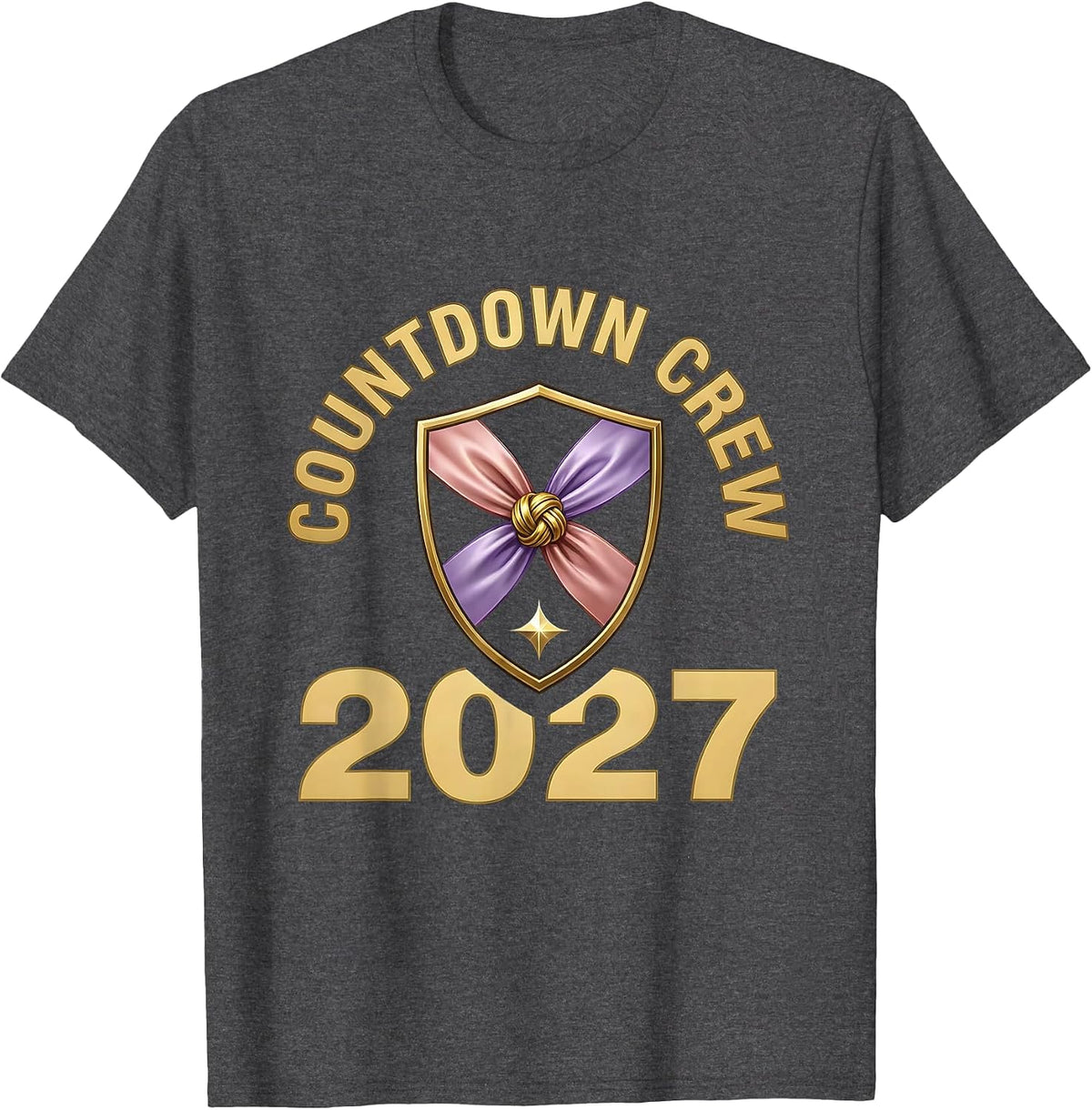 Countdown Crew 2027 Cute Party Top New Years Eve Matching T-Shirt - Dark Heather Grey