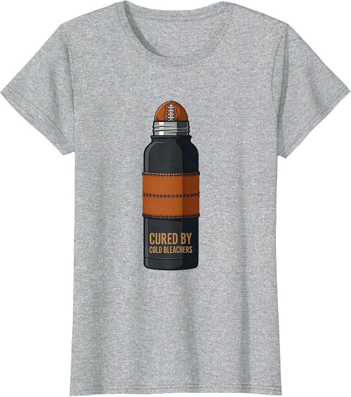 Women's Cured By Cold Bleachers Funny Football Mom Game Day T-Shirt - Heather Grey