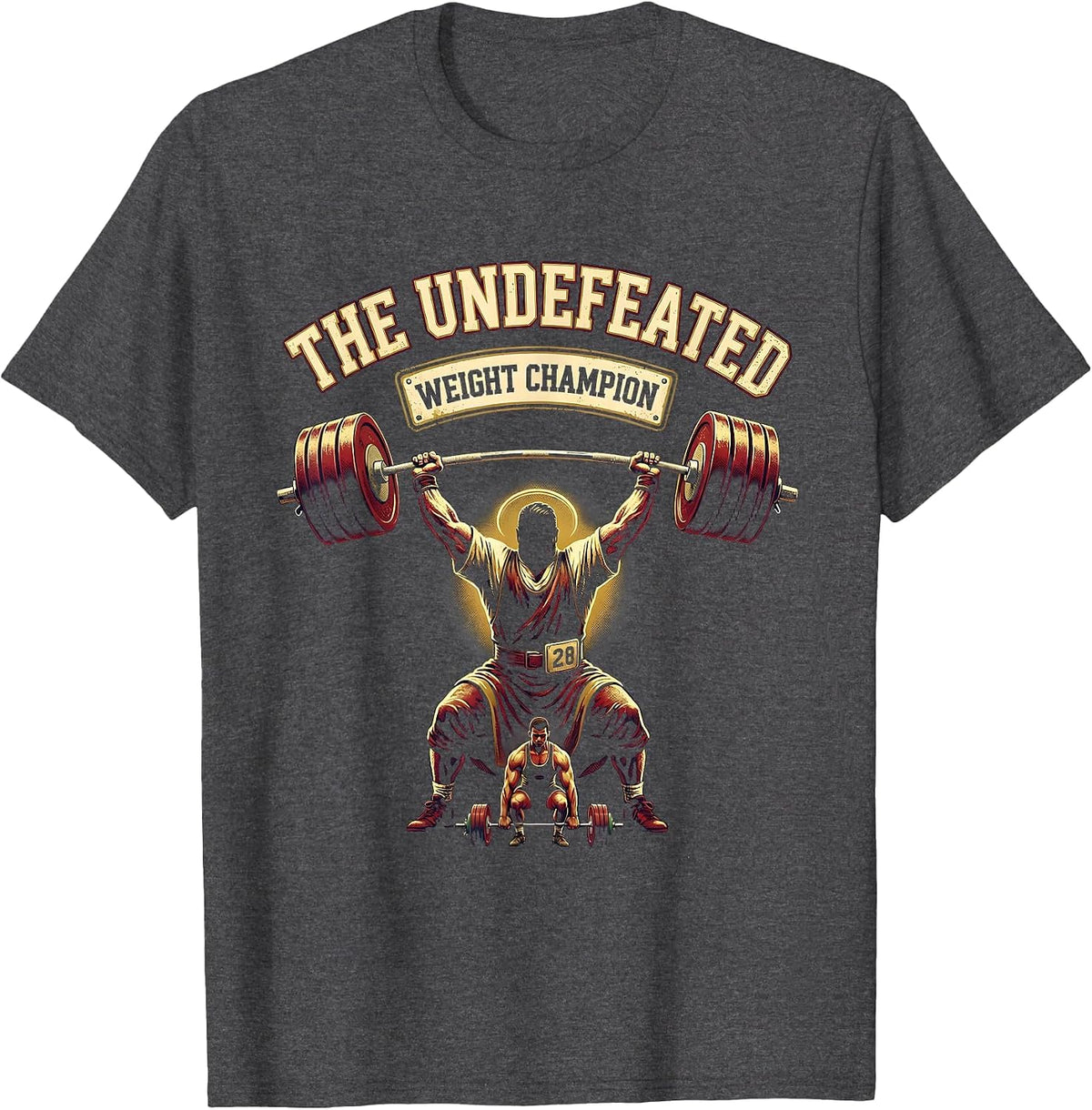 Men's The Undefeated Weight Champion Christian Gym Faith Workout T-Shirt - Dark Heather Grey