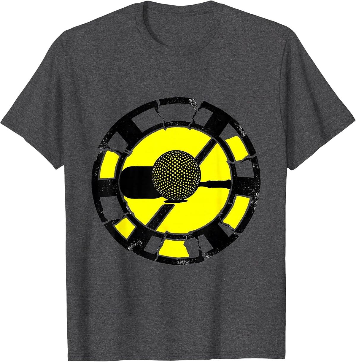 Men's Stencil Paddle Court Line Funny Tennis Player Humor T-Shirt - Dark Heather Grey