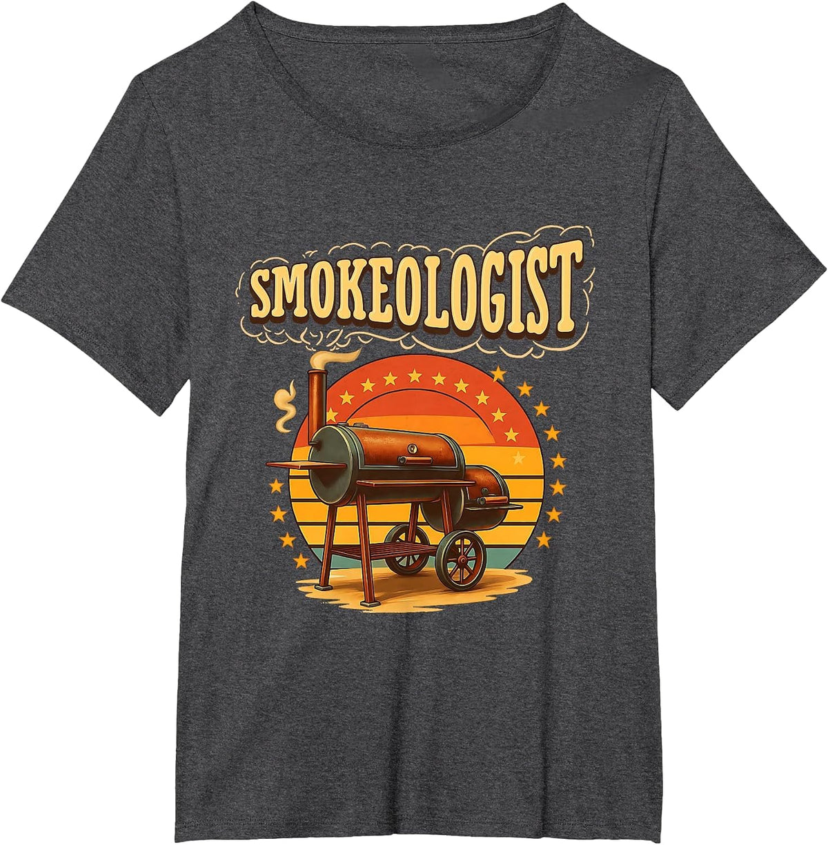 Vintage Smokeologist Pitmaster BBQ Smoker Grilling Barbecue T-Shirt - Dark Heather Grey