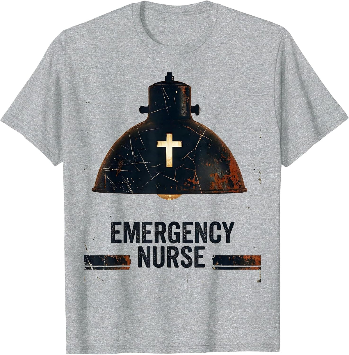 Men's Emergency Nurse Distressed Vintage Nursing Lamp Nurse T-Shirt - Heather Grey