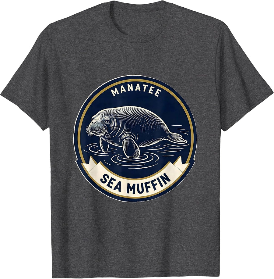Men's Manatee Sea Muffin Funny Sea Animal Lover Humor T-Shirt - Dark Heather Grey