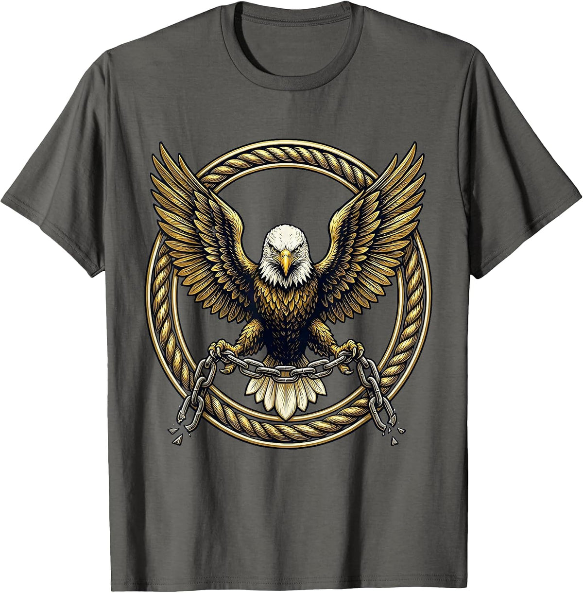 Men's Freedom Kirk Bald Eagle Broken Chain Graphic T-Shirt - Asphalt Grey