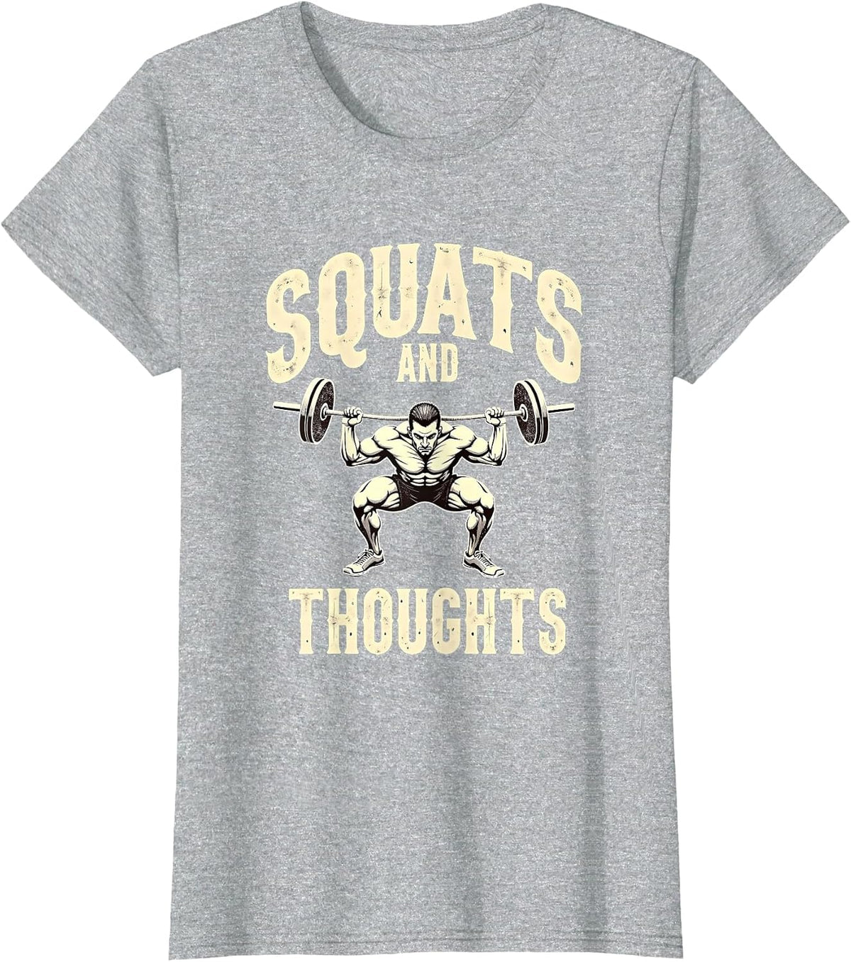 Squats and Thoughts Gym Workout Design T-Shirt - Heather Grey