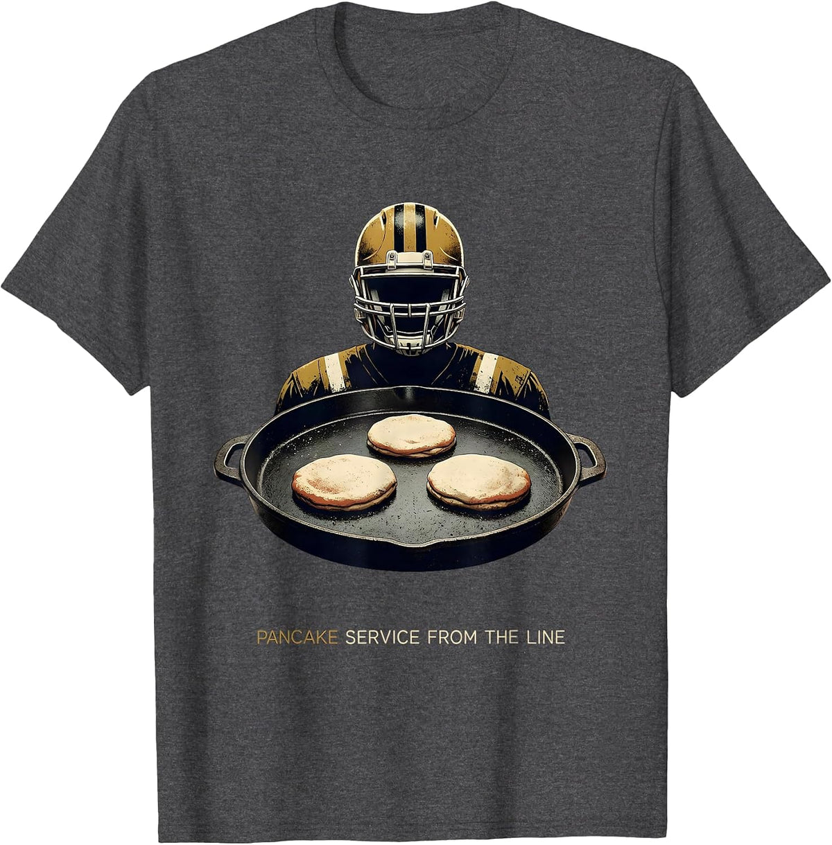 Pancake Service From The Line Funny Football Lineman Hero T-Shirt - Dark Heather Grey