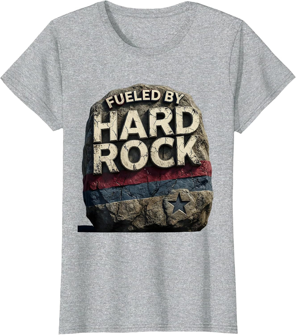 Fueled By Hard Rock Music Lover Design T-Shirt - Heather Grey