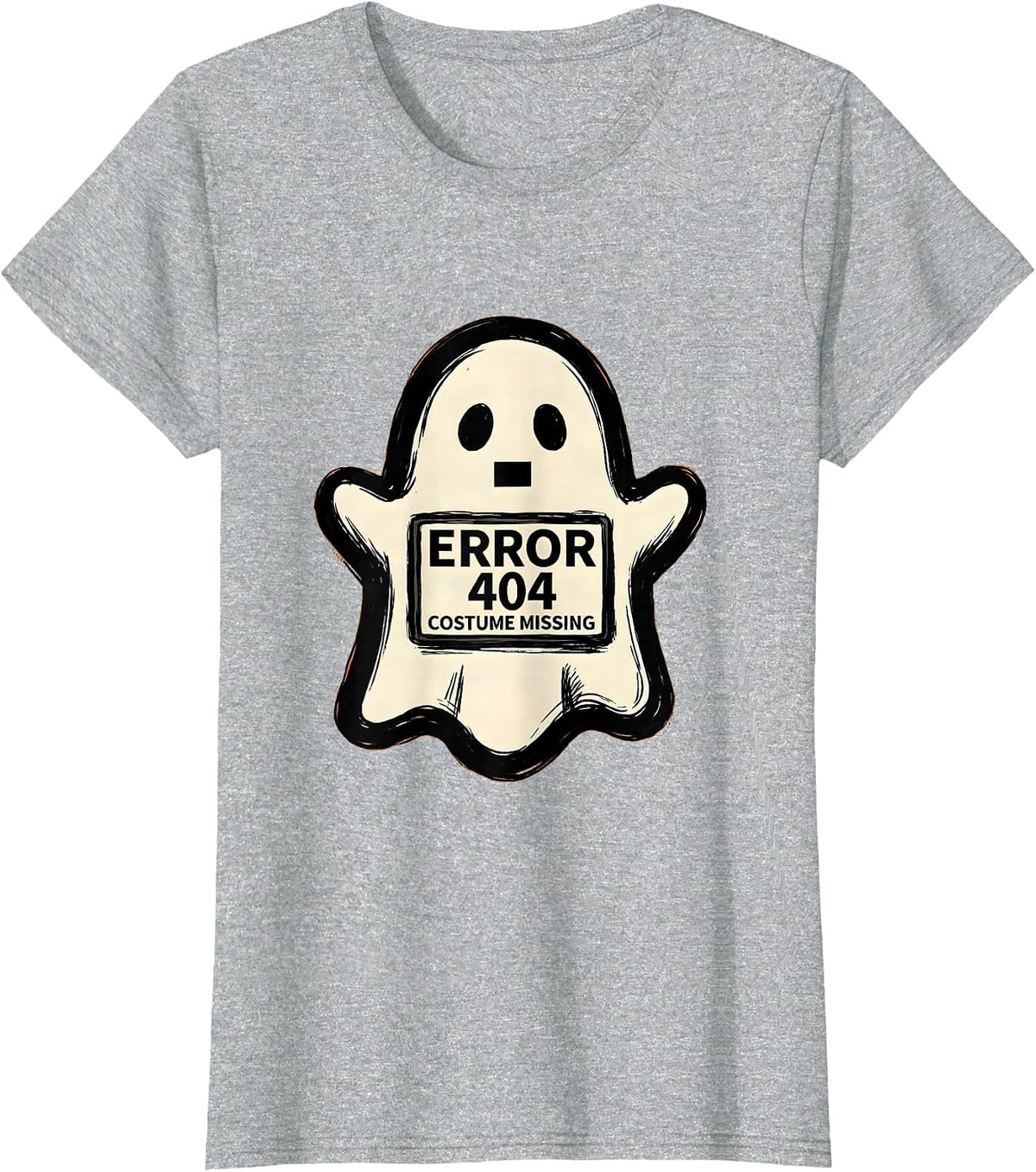 Error 404: Costume Missing Funny Lazy Halloween Geek Humor T-Shirt - Heather Grey