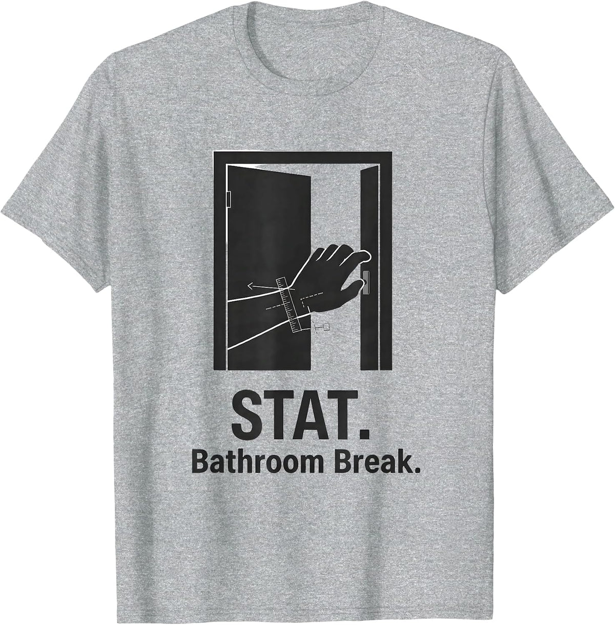 Men's STAT. Bathroom Break Funny Vet Tech Veterinary Technician T-Shirt - Heather Grey
