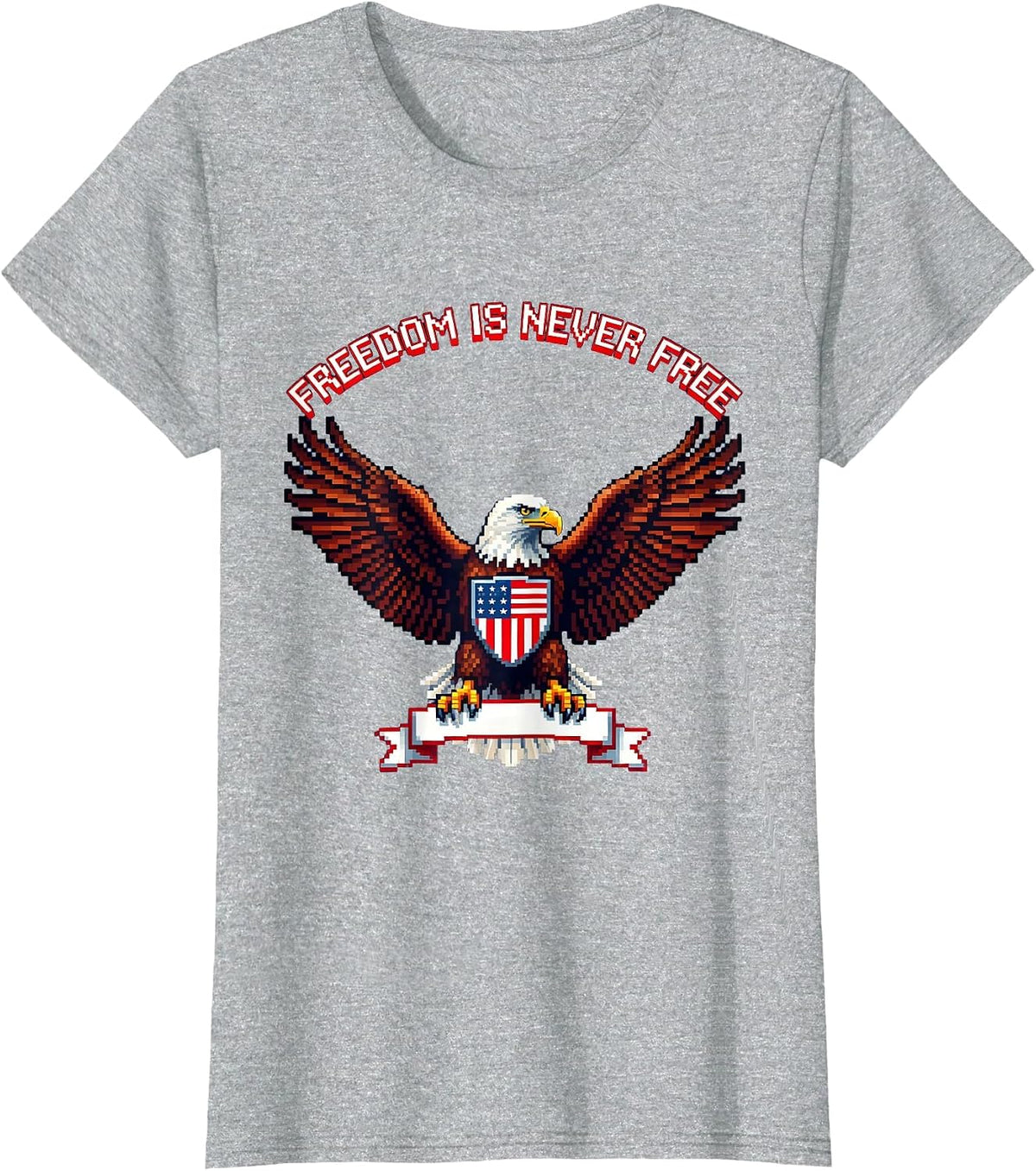 Freedom Is Never Free Patriot Day Design T-Shirt - Heather Grey