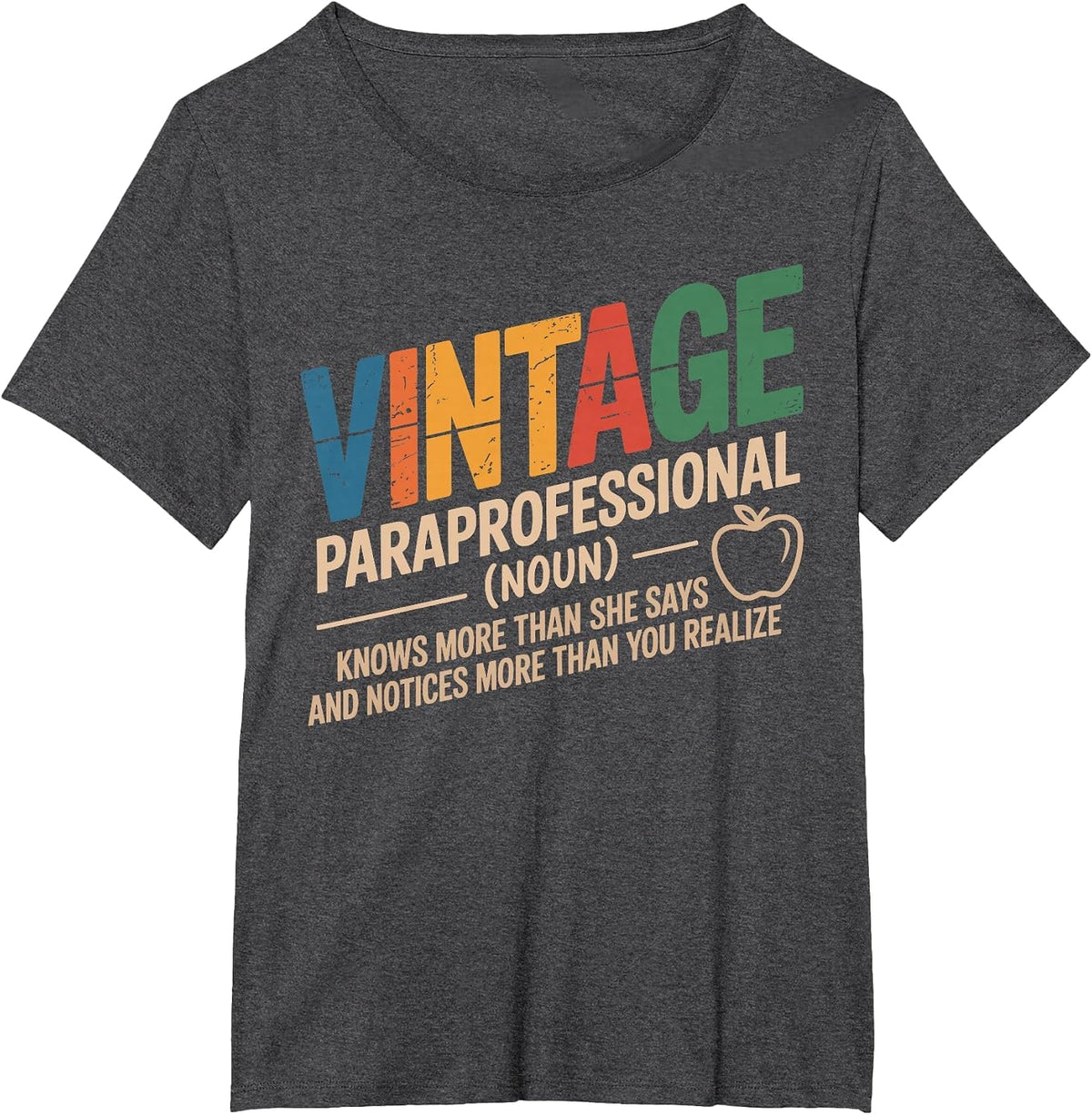 Funny Paraprofessional Teacher Vintage Style 60s 70s 80s T-Shirt - Dark Heather Grey