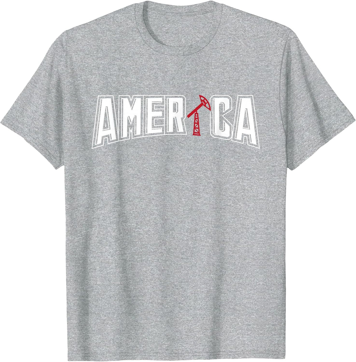 Patriotic America Oilfield Worker Oilman Oil Rig Drilling T-Shirt - Heather Grey