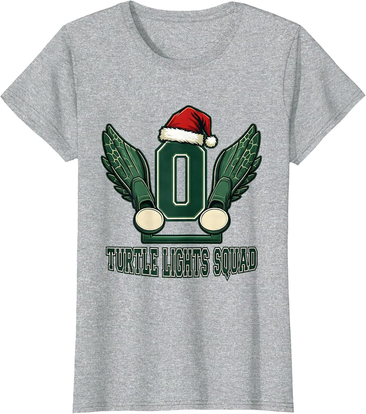 Women's Turtle Lights Squad Whimsical Holiday Sea Turtle Lover T-Shirt - Heather Grey
