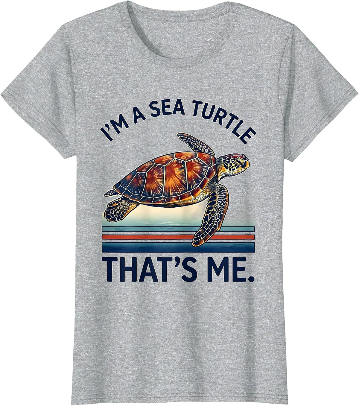 Women's I'm A Sea Turtle That's Me Ukiyo-e Ocean Animal Lover T-Shirt - Heather Grey