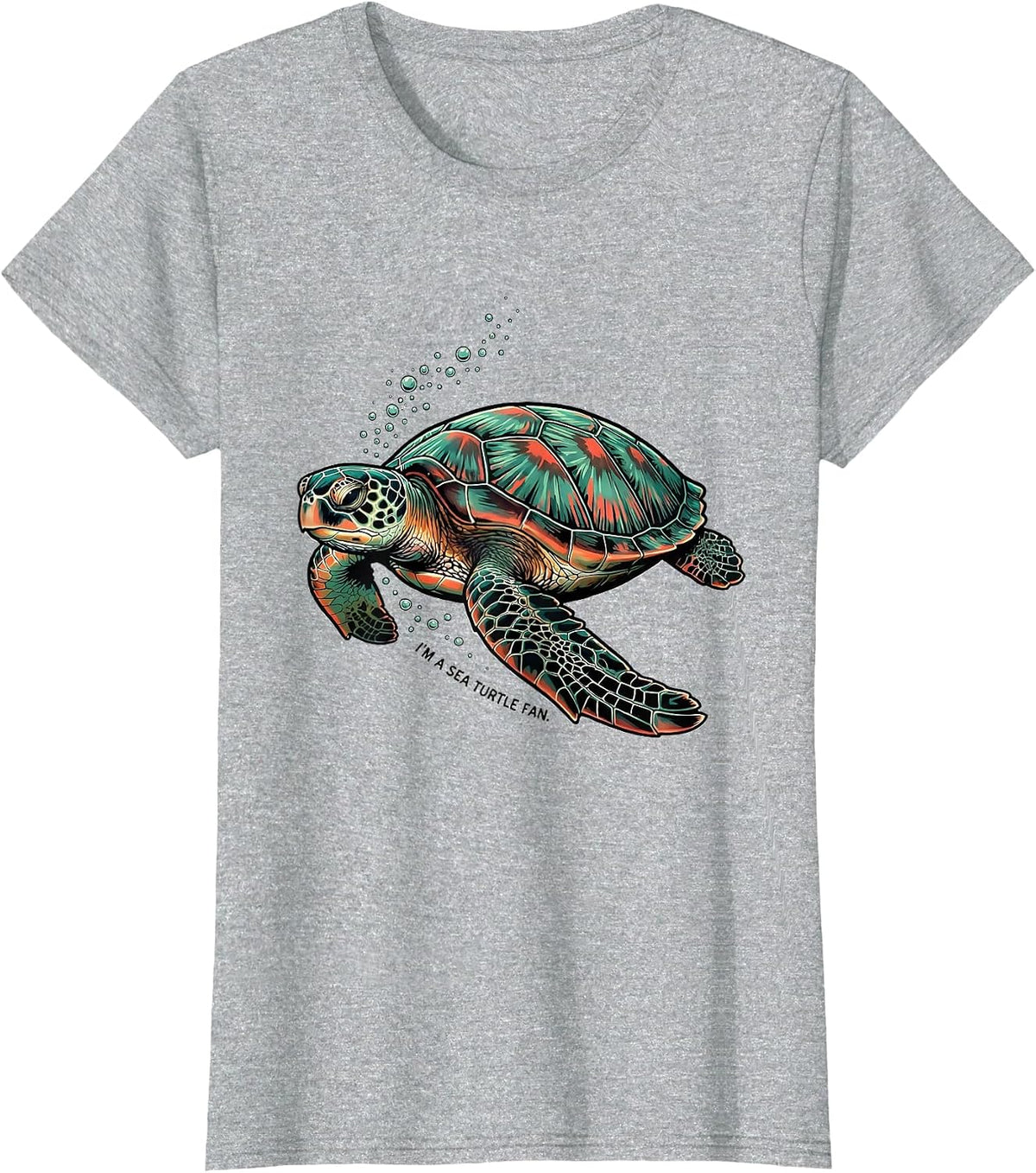 Women's I'm A Sea Turtle Fan Tattoo Ocean Animal Lover Summer Beach T-Shirt - Heather Grey
