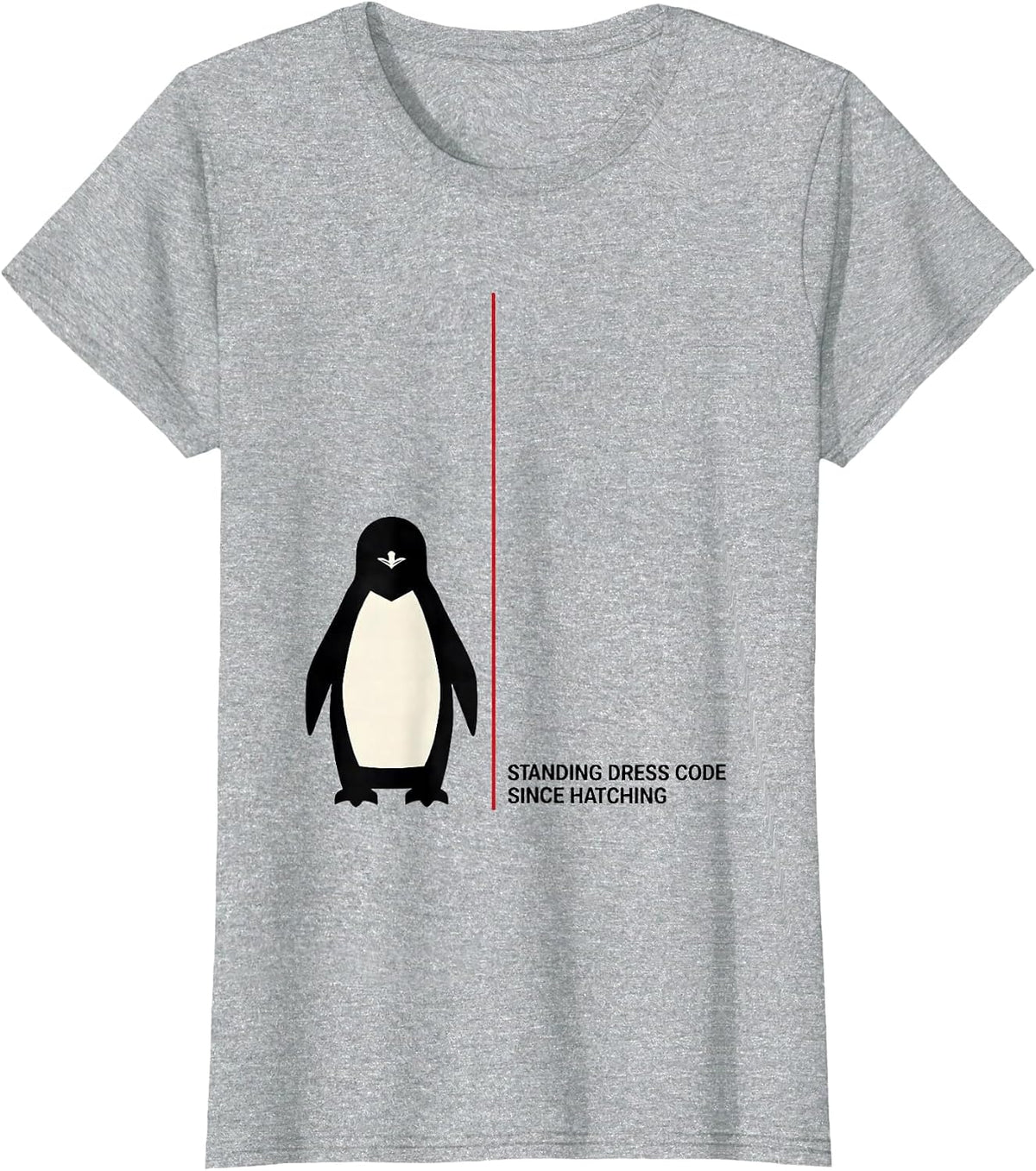 Standing Dress Code Since Hatching Funny Penguin Lover T-Shirt - Heather Grey