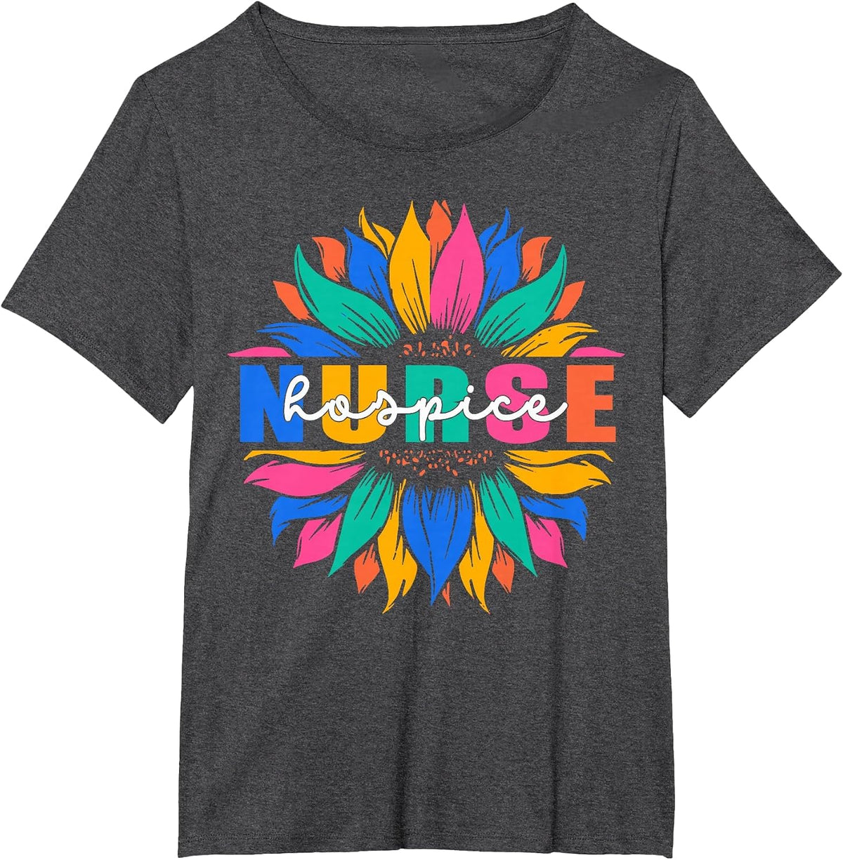 Hospice Nurse Appreciation Boho Flowers T-Shirt - Dark Heather Grey