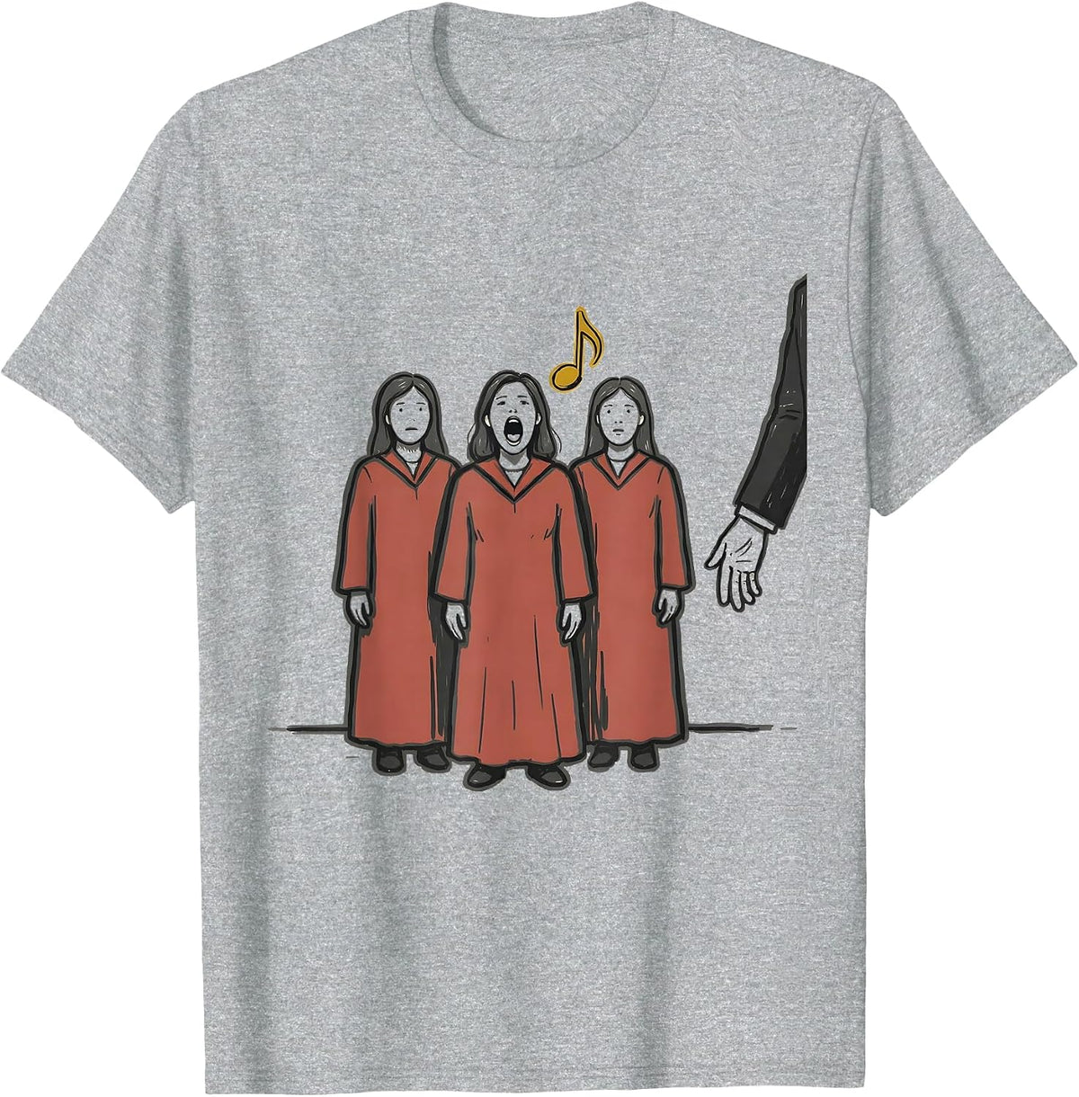Men's Choir Singers Marker Outline Funny Music Lover Gift T-Shirt - Heather Grey