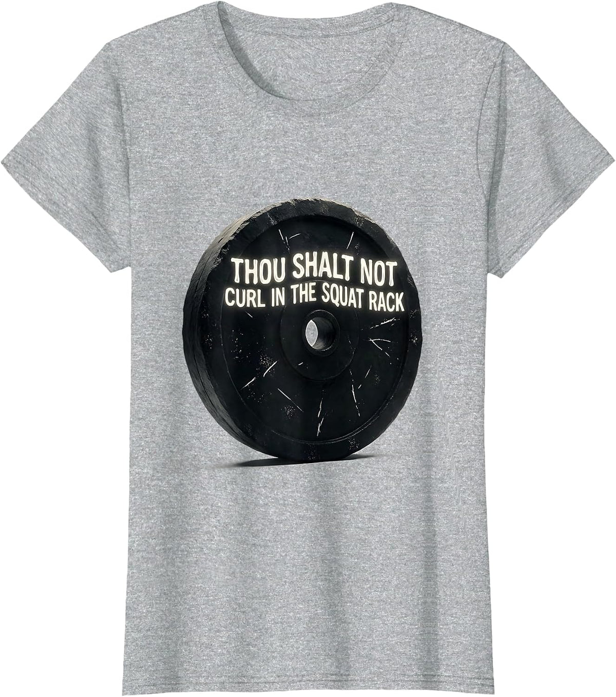 Thou Shalt Not Curl In The Squat Rack Funny Gym Christian T-Shirt - Heather Grey