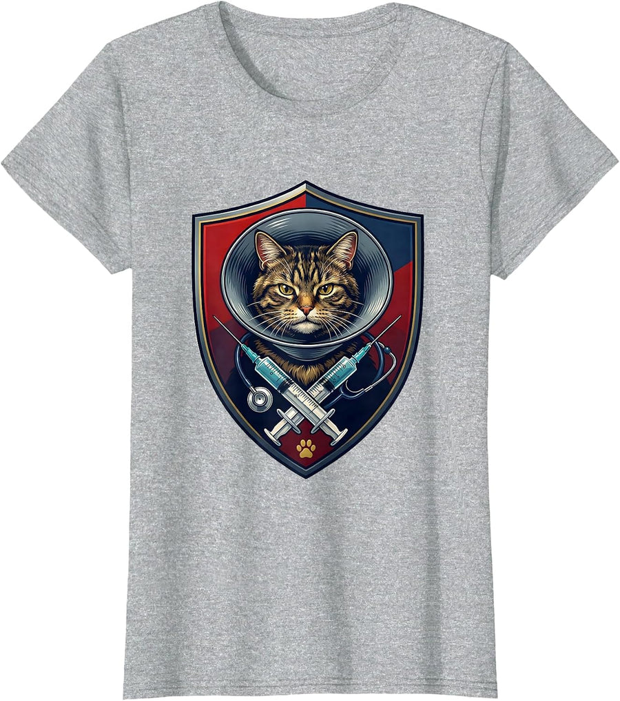 Veterinary Shield Emblem Vet Tech Humor Gift T-Shirt - Heather Grey