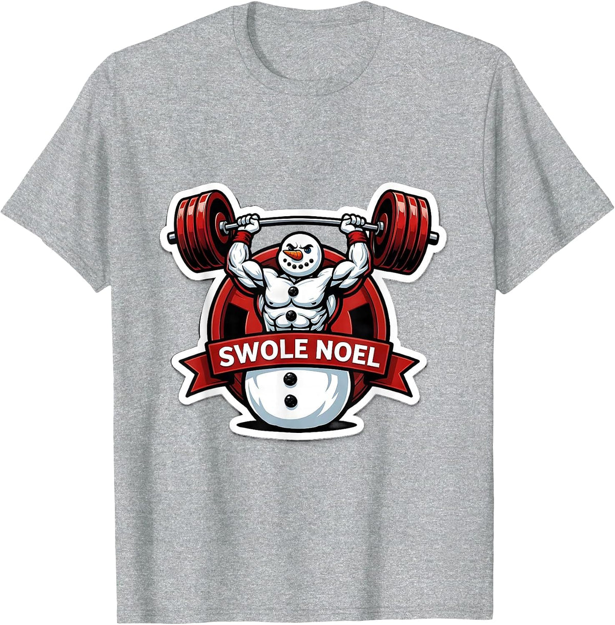 Men's Swole Noel Funny Christmas Gym Bodybuilding Workout T-Shirt - Heather Grey