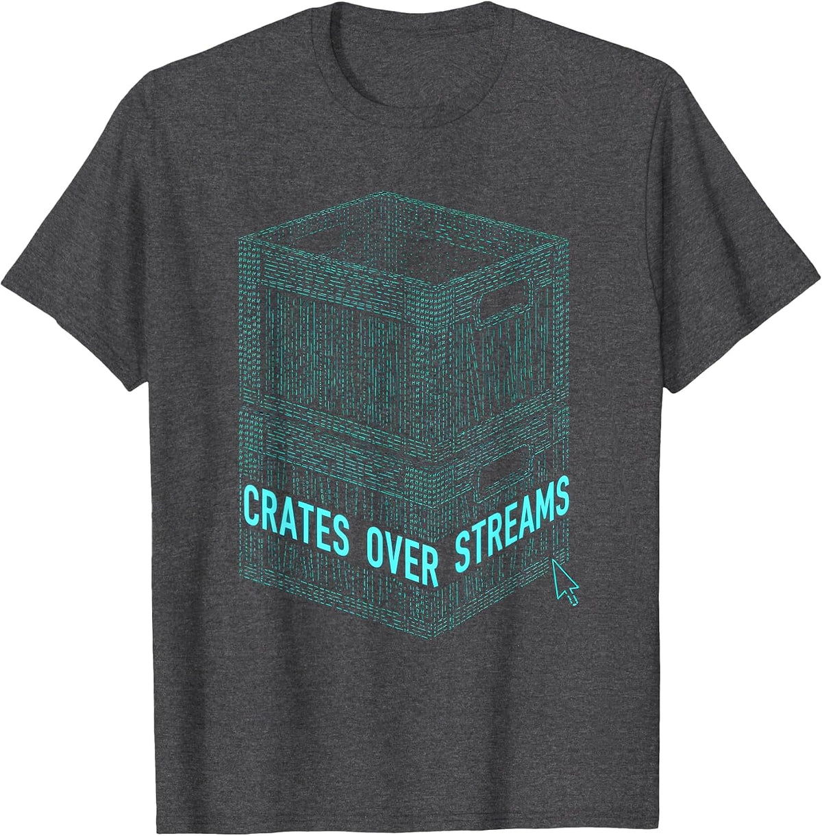 Crates Over Streams Ascii Terminal Hip-Hop Lyric Quote T-Shirt - Dark Heather Grey