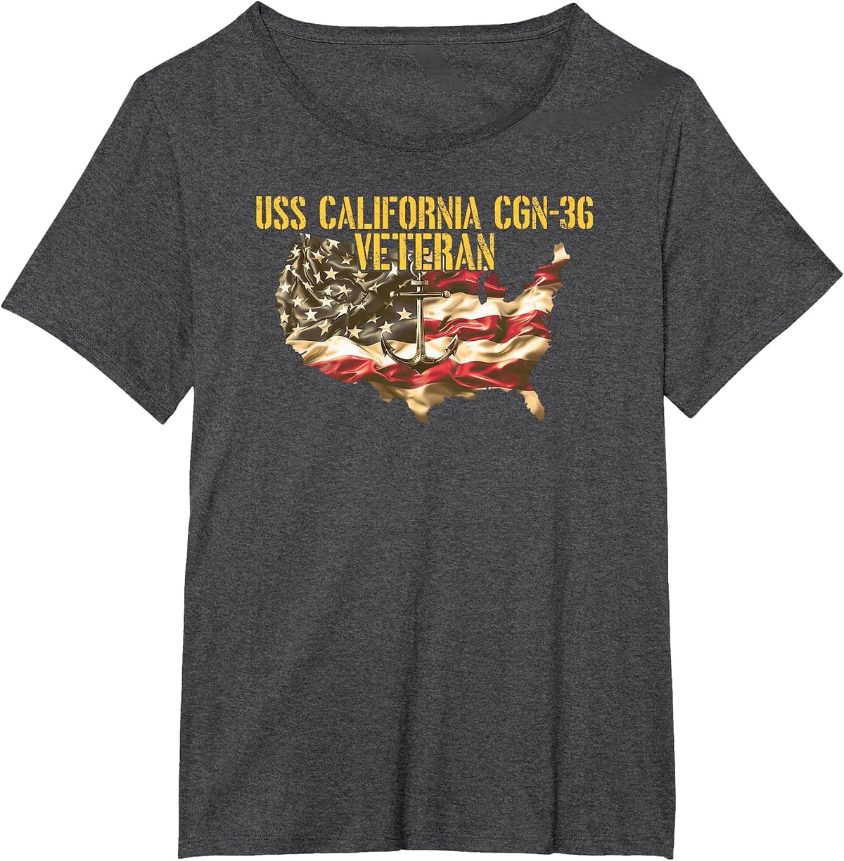 Vintage USS California CGN-36 Guided Missile Cruiser Veteran T-Shirt - Dark Heather Grey