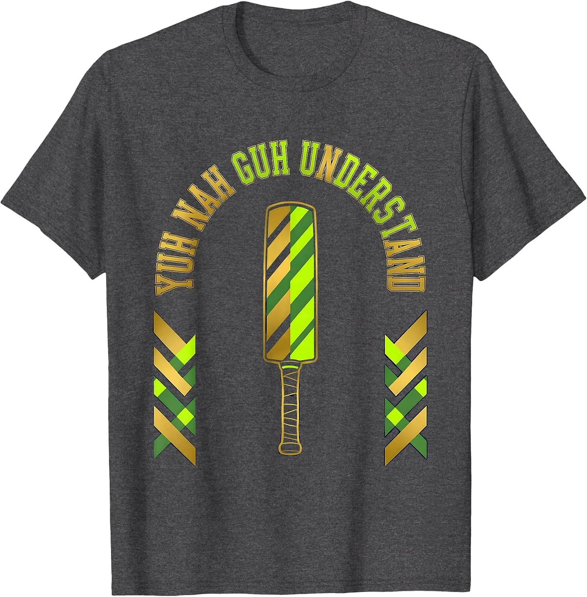 Yuh Nah Guh Understand Bold Varsity Jamaican Heritage Pride T-Shirt - Dark Heather Grey