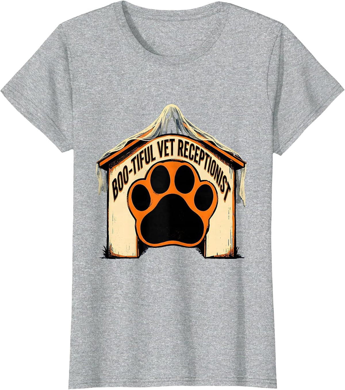 Boo-tiful Vet Receptionist Funny Vet Tech Halloween T-Shirt - Heather Grey