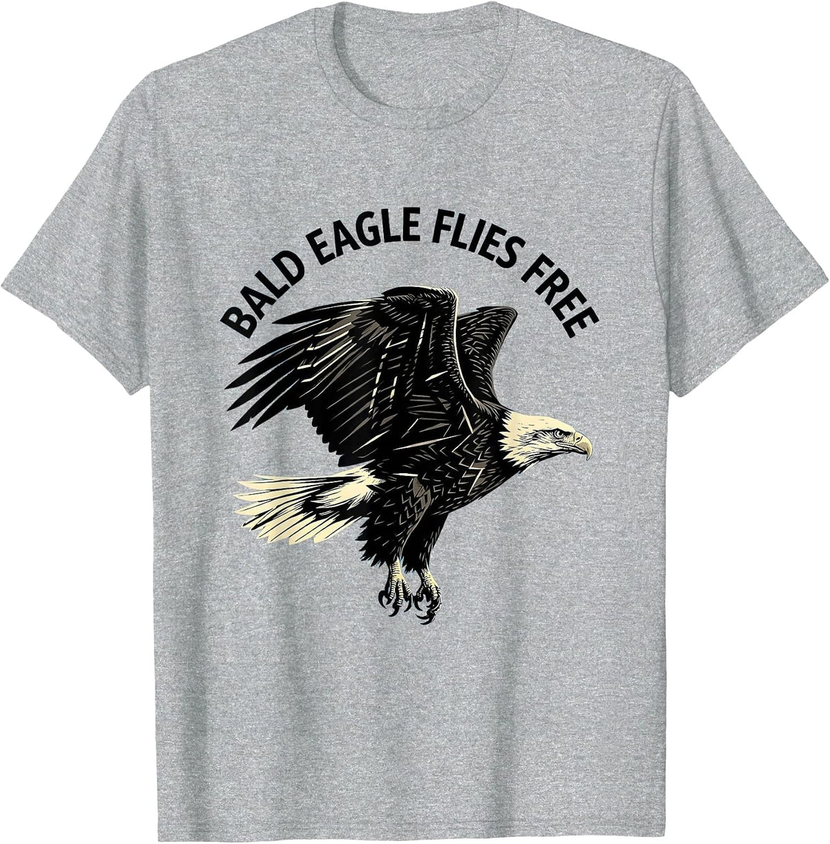 Men's Bald Eagle Flies Free Patriotic Wildlife Bird Nature Design T-Shirt - Heather Grey
