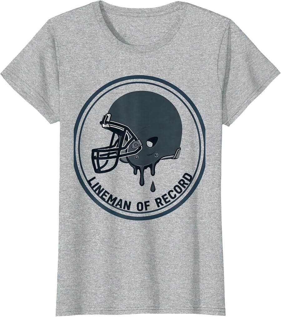 Lineman Of Record Minimalist Football Player Youth Sports T-Shirt - Heather Grey