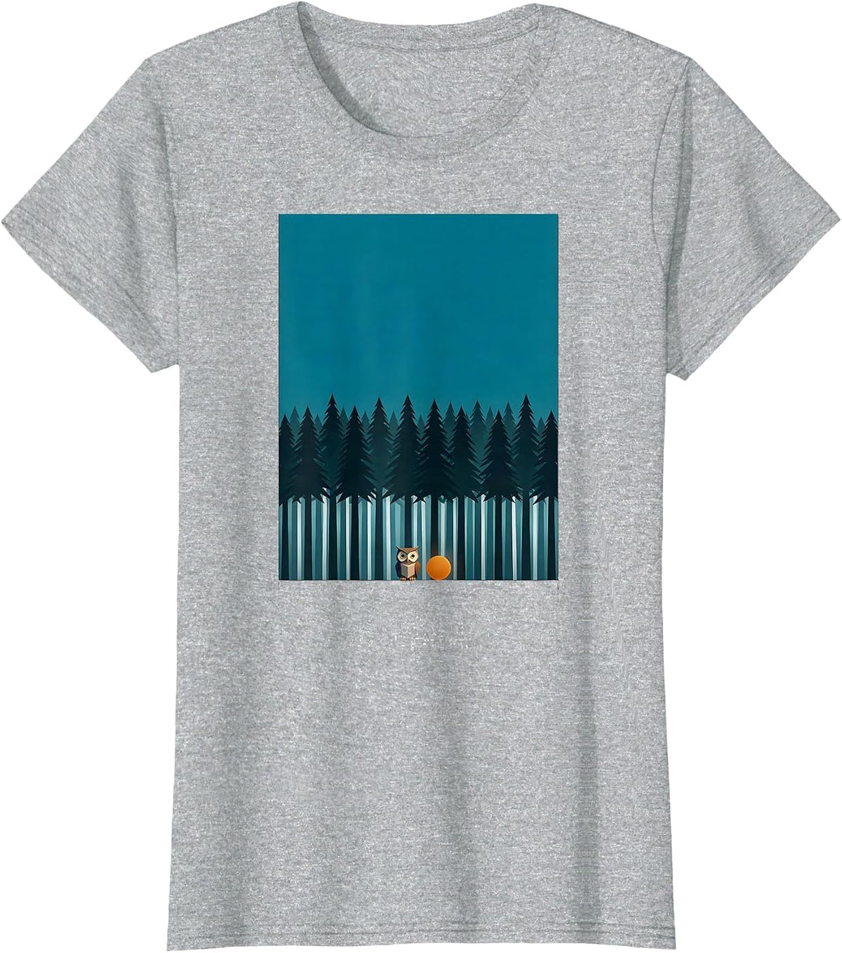 Geometric Forest Owl Minimalist Nature Lover T-Shirt - Heather Grey