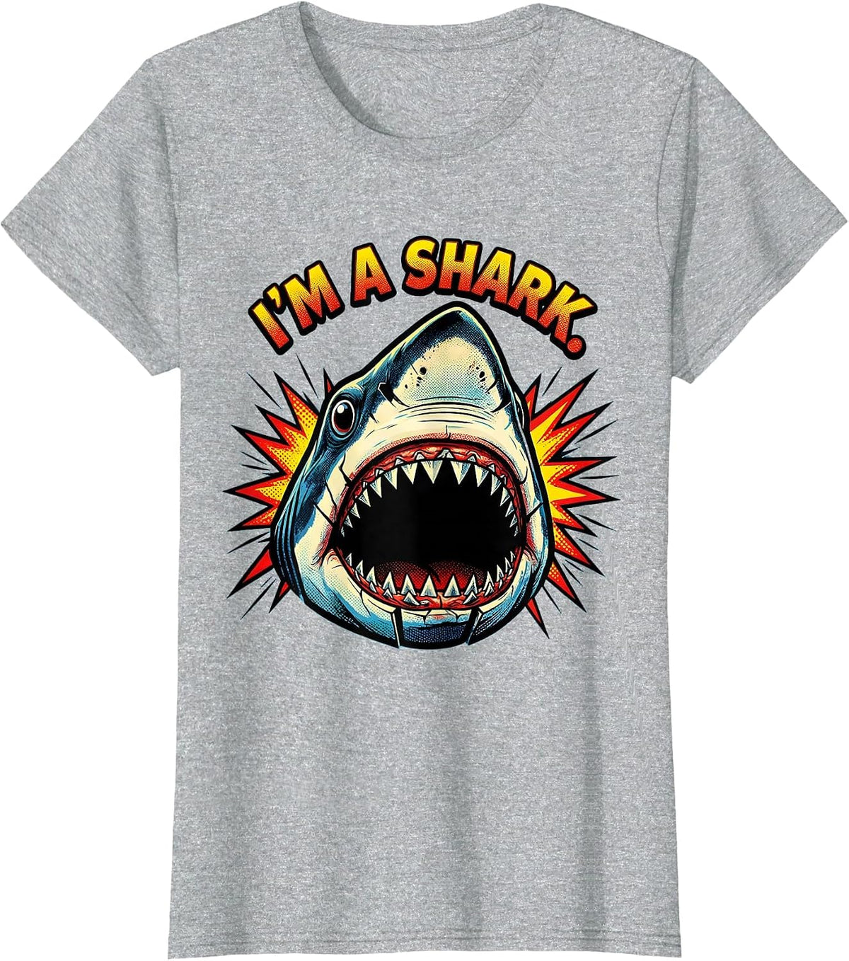 I'm A Shark Pop Art Funny Shark Lover Halloween Costume T-Shirt - Heather Grey