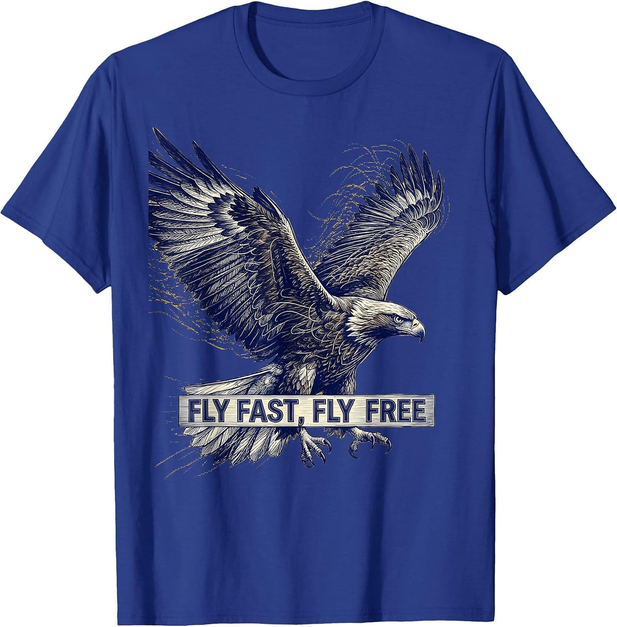 Godspeed Fly Fast Fly Free Aviation Design T-Shirt - Royal Blue