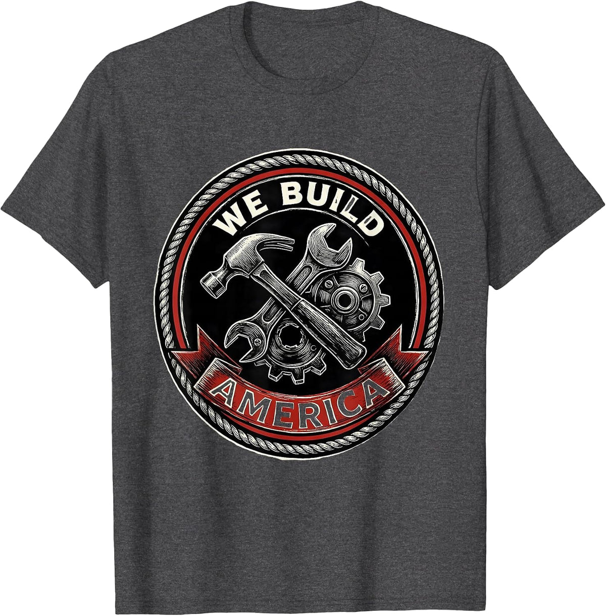 We Build America Labor Day Tool Collection Design T-Shirt - Dark Heather Grey
