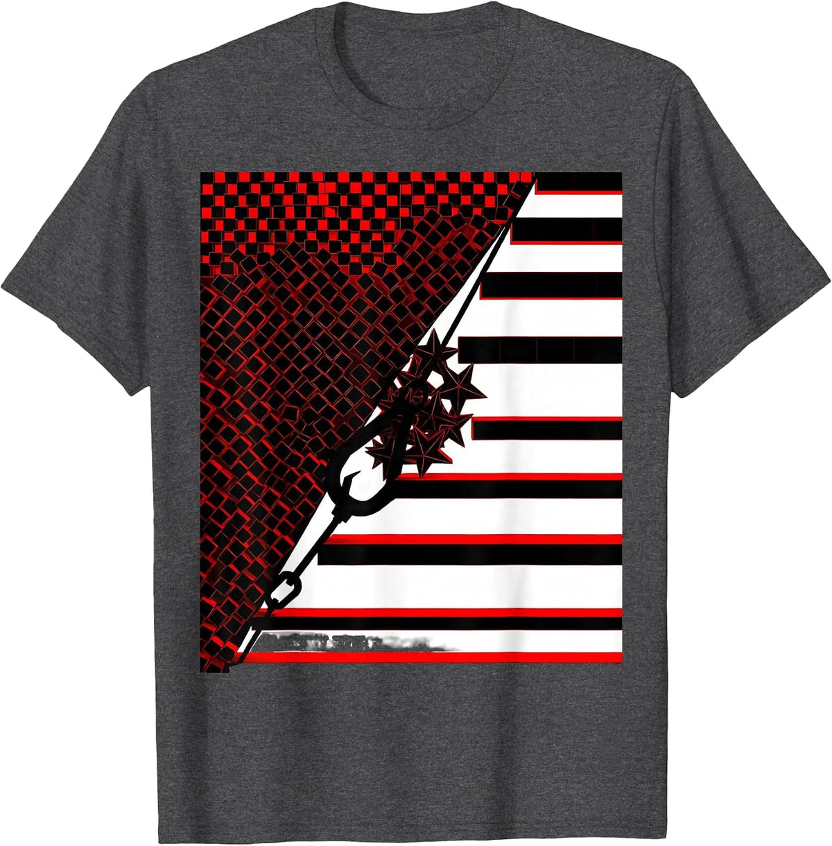 Angular Climbing Hook Skilled Trades Worker Patriotic Pride T-Shirt - Dark Heather Grey