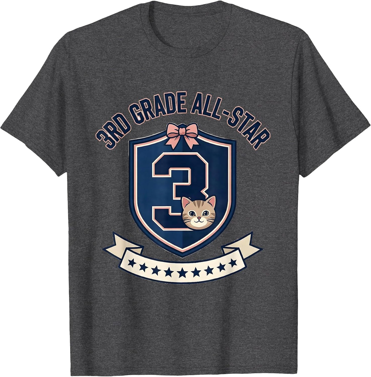 Men's 3rd Grade All-Star Cute Kitten Girls Back to School T-Shirt - Dark Heather Grey