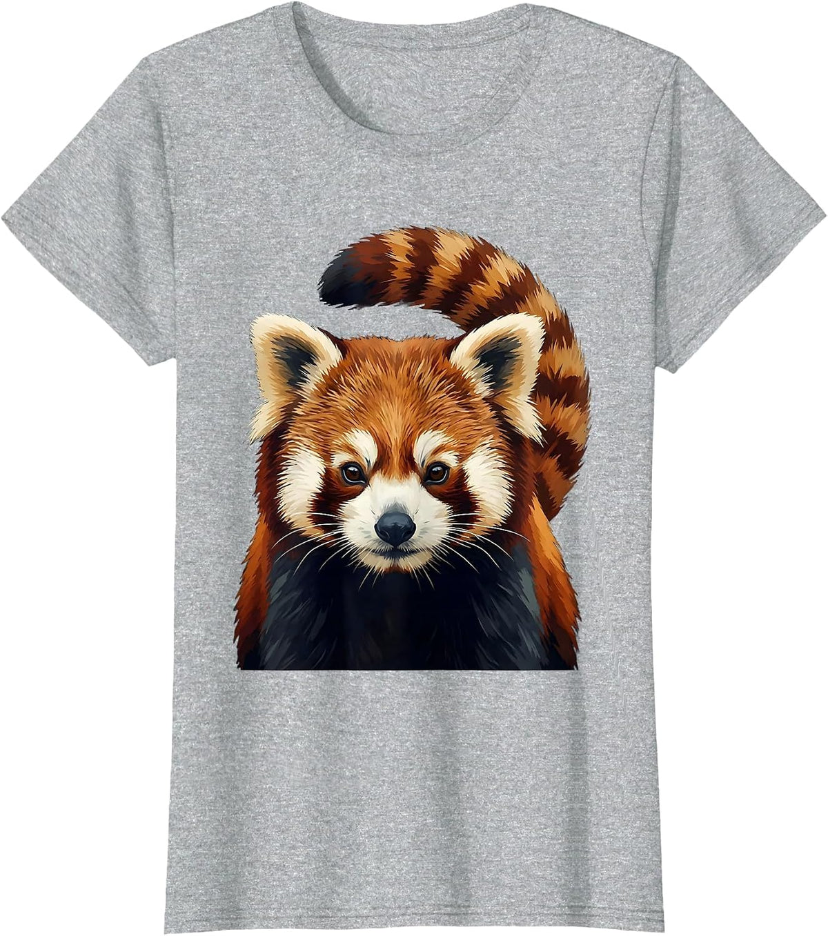 Women's Red Panda Portrait Wildlife Art Animal Lover Gift T-Shirt - Heather Grey