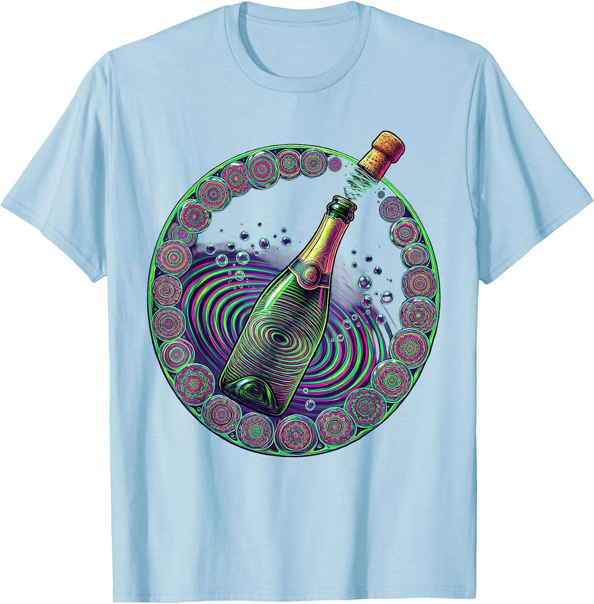 Champagne Cork Pop Birthday Celebration Design T-Shirt - Baby Blue