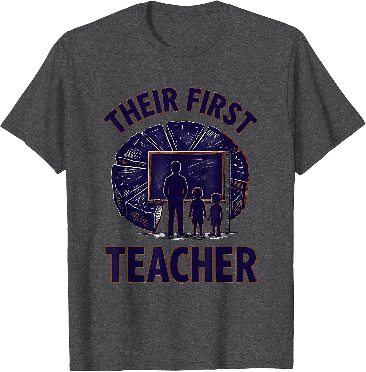 Their First Teacher Head Start Early Childhood Teacher Back T-Shirt - Dark Heather Grey