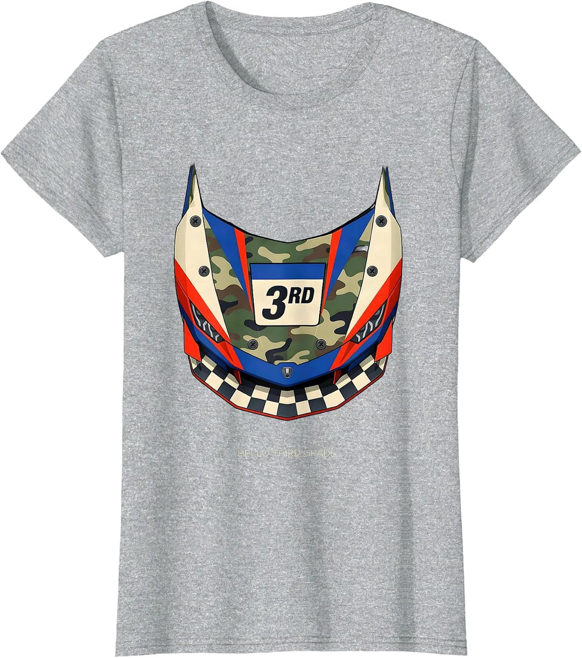 Hello Third Grade Camo Back To School Boys Grade Badge T-Shirt - Heather Grey