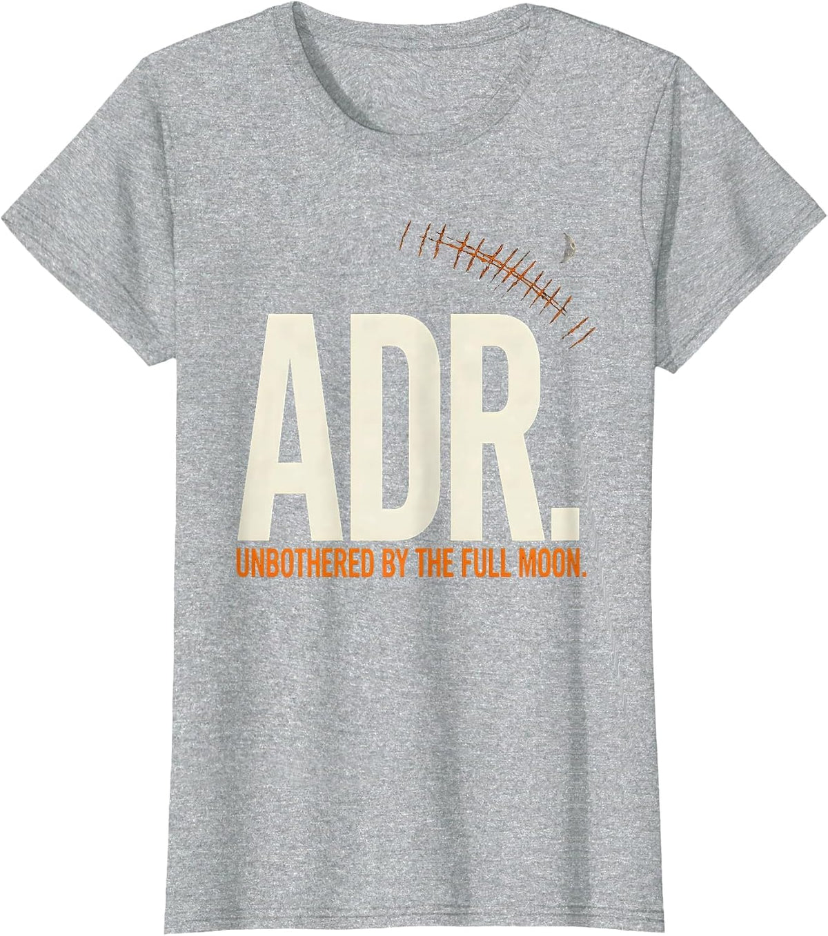 ADR Unbothered By The Full Moon Funny Vet Tech Halloween T-Shirt - Heather Grey