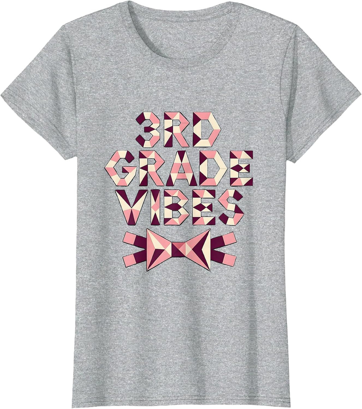 Women's 3rd Grade Vibes Coquette Bow Back to School Girls T-Shirt - Heather Grey