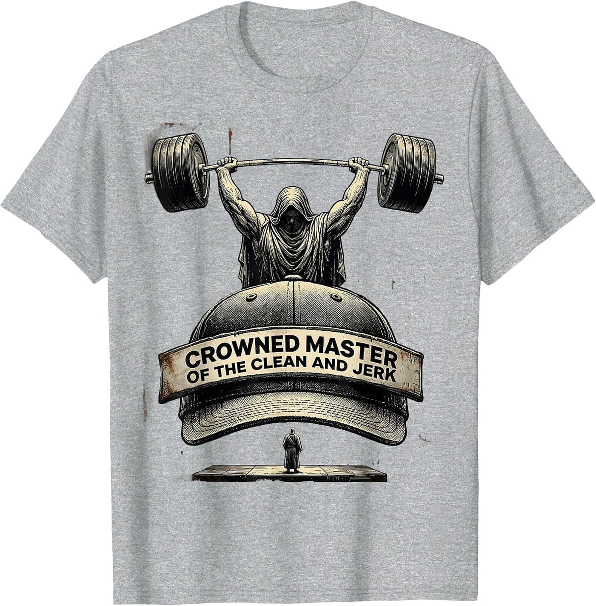 Men's Crowned Master Of The Clean And Jerk Funny Christian T-Shirt - Heather Grey