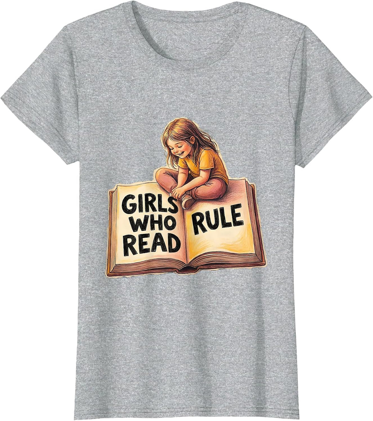 Girls Who Read Rule 3rd Grade Design T-Shirt - Heather Grey
