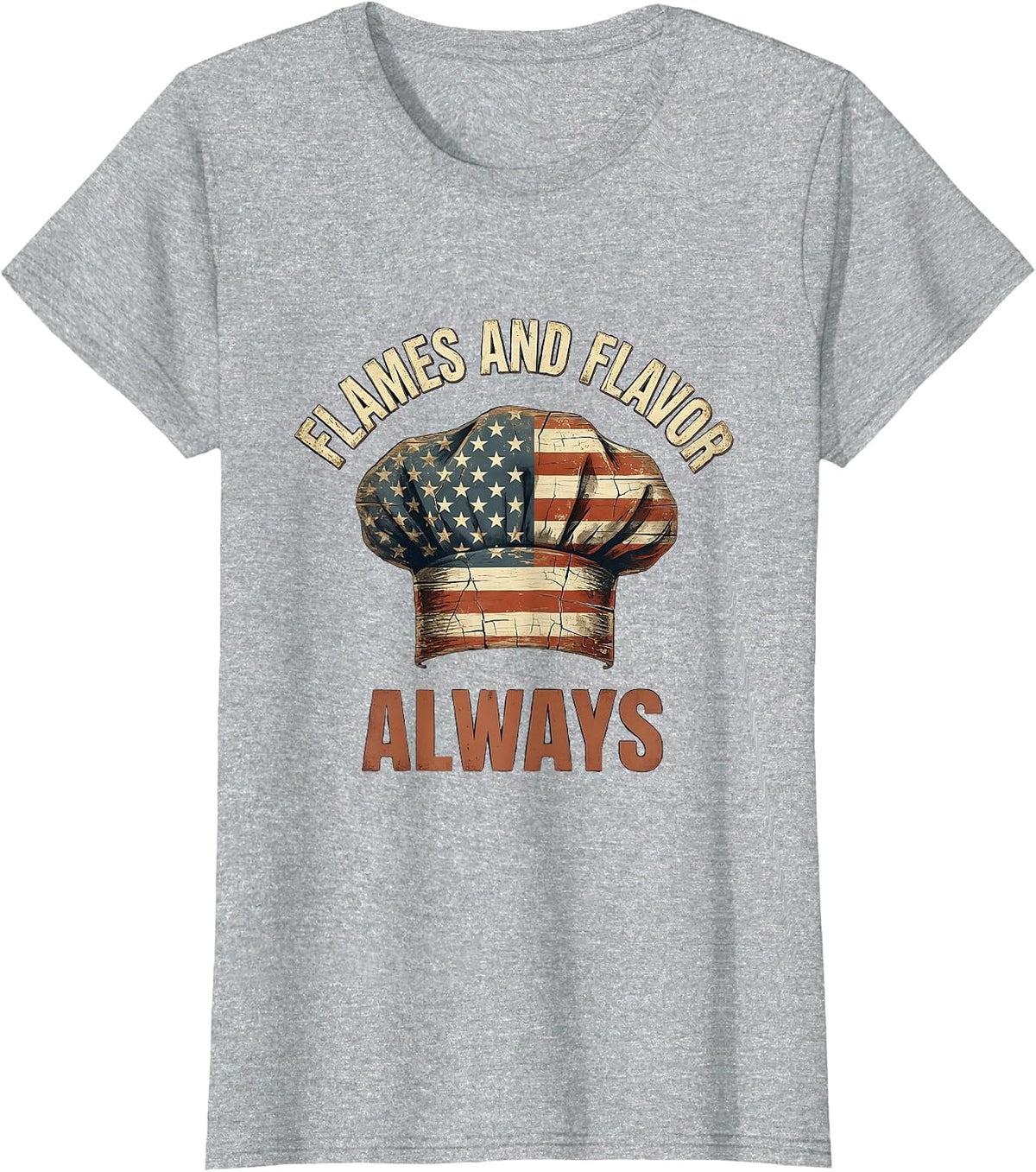 Flames and Flavor Always Chef Men Design T-Shirt - Heather Grey
