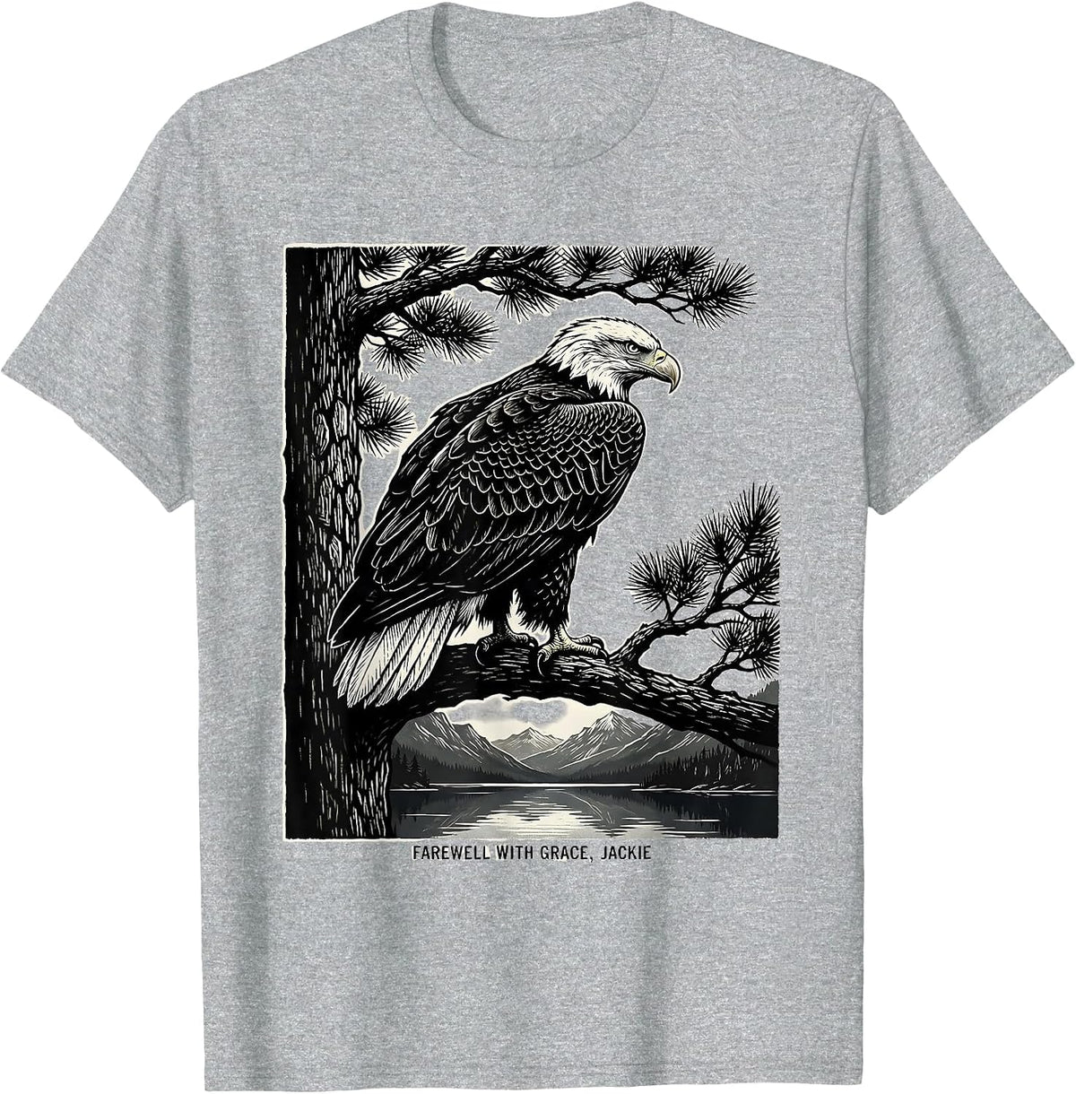 Men's Farewell With Grace Jackie Memorial Tribute Bald Eagle T-Shirt - Heather Grey