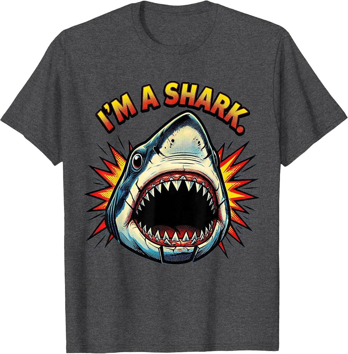 I'm A Shark Pop Art Funny Shark Lover Halloween Costume T-Shirt - Dark Heather Grey