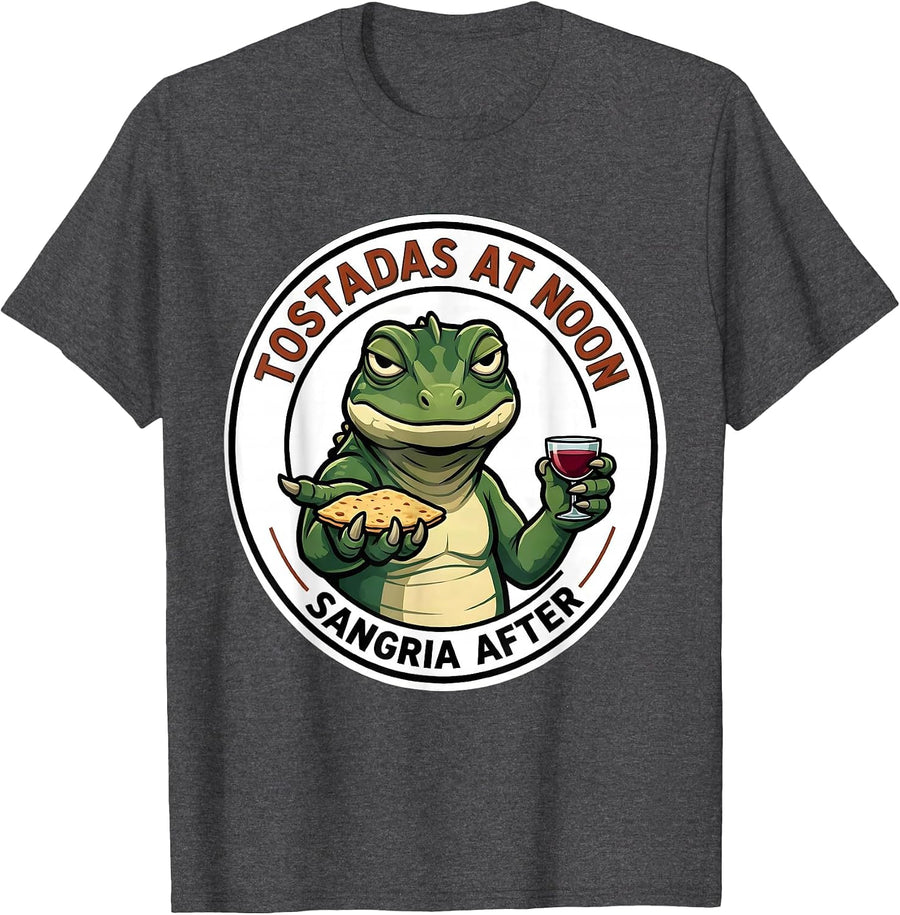 Men's Tostadas At Noon Sangria After Funny Cinco De Mayo Spanish T-Shirt - Dark Heather Grey